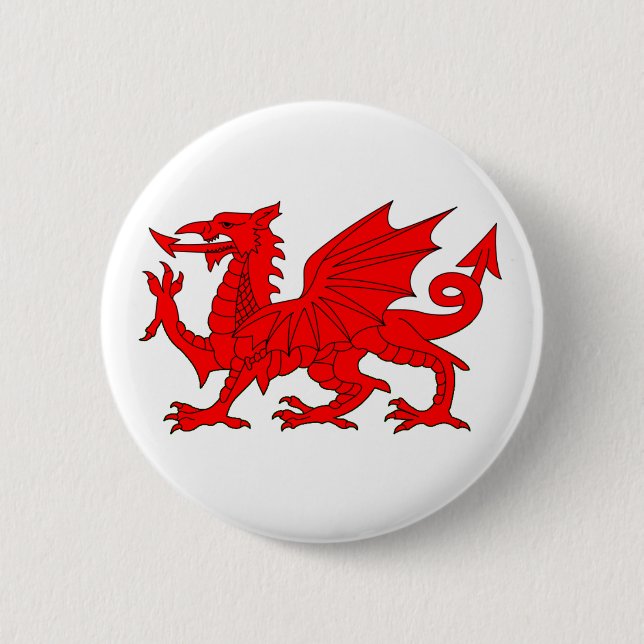 Welsh Dragon 2 Inch Round Button (Front)