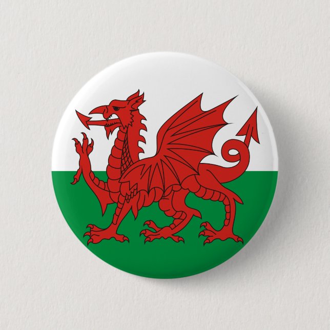 Welsh Dragon 2 Inch Round Button (Front)