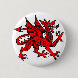 Welsh dragon 2 inch round button