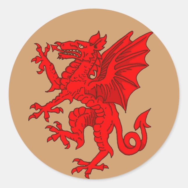 Welsh dragon brown - Customized Classic Round Sticker (Front)