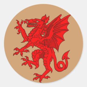 Welsh dragon brown - Customized Classic Round Sticker