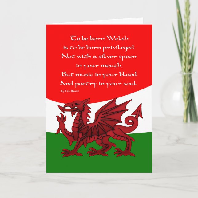 Welsh Dragon Card - Poem by Brian Harris (Front)