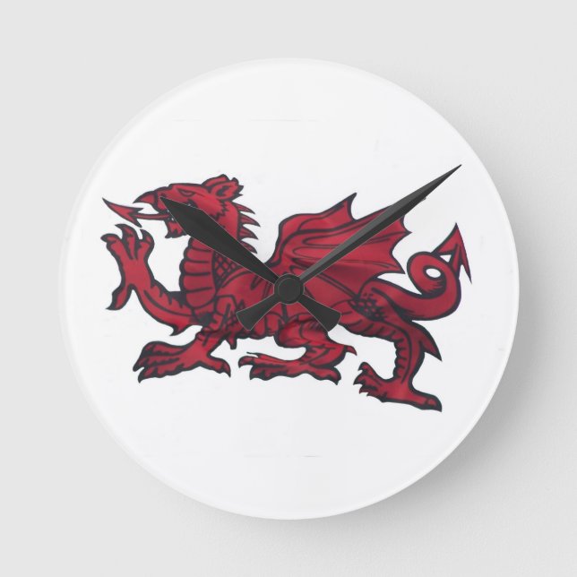 Welsh Dragon clocks. Round Clock (Front)