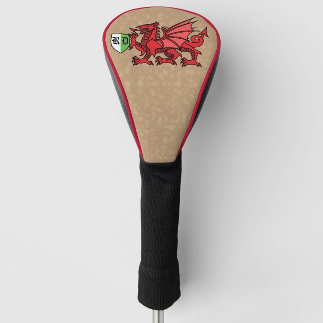 Welsh Dragon Custom Monogram Golf Head Cover (Front)