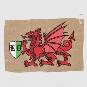 Welsh Dragon Custom Monogram Golf Towel