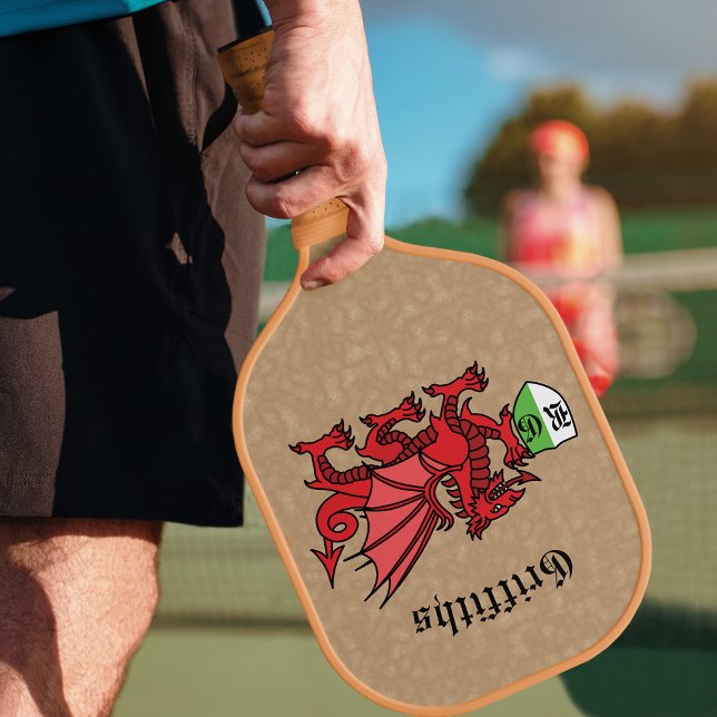 Welsh Dragon Custom Name and Monogram Pickleball Paddle (Creator Uploaded)