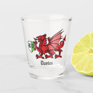 Welsh Dragon Custom Name and Monogram Shot Glass
