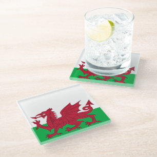 Welsh Dragon ~ Flag of Wales Glass Coaster