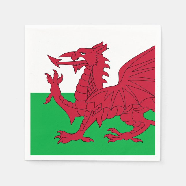 Welsh Dragon ~ Flag of Wales Paper Dinner Napkins (Front)