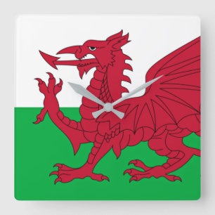 Welsh Dragon ~ Flag of Wales Square Wall Clock