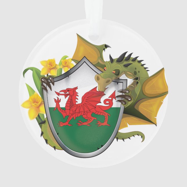 Welsh Dragon Flag Ornament (Back)