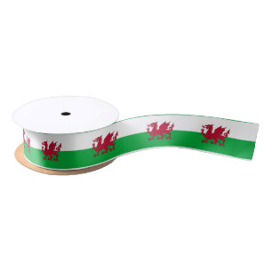 Welsh dragon flag ribbon satin ribbon