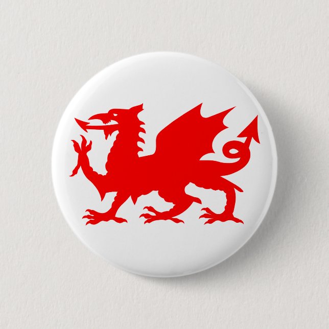 Welsh Dragon Flag, Wales Dragon Flag, England 2 Inch Round Button (Front)