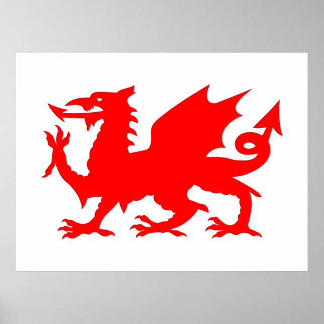 Welsh Dragon Flag, Wales Dragon Flag, England Poster (Front)