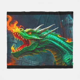 Welsh Dragon Provides Heating for English Castle Fleece Blanket