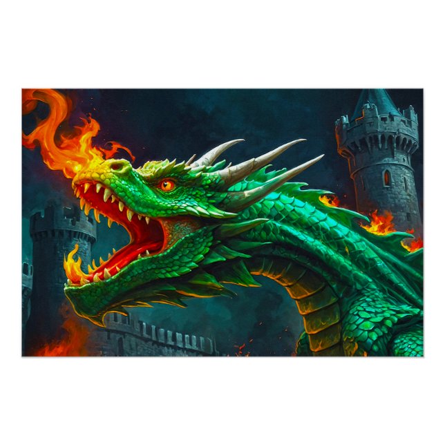 Welsh Dragon Provides Heating for English Castle Poster (Front)