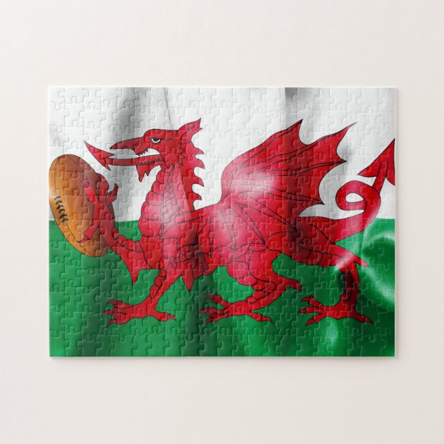 Welsh Dragon Rugby Ball Flag Jigsaw Puzzle (Horizontal)