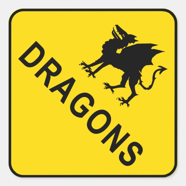 Welsh Dragon Warning Sign  Square Sticker (Front)