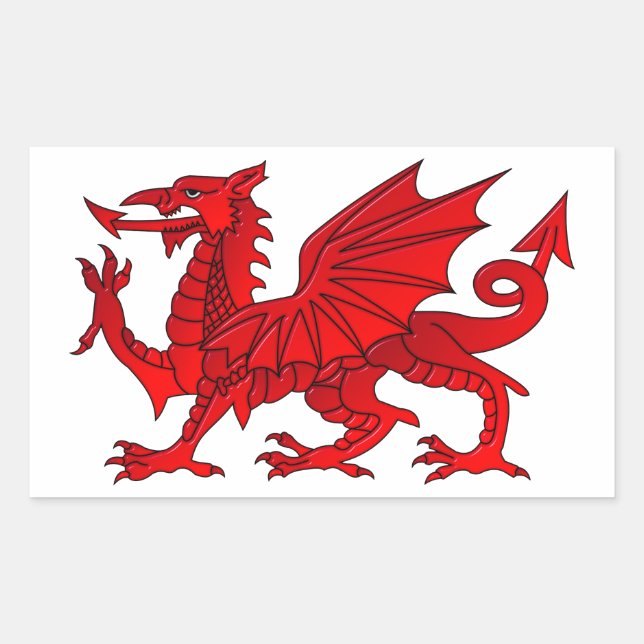Welsh Dragon With a Bevel Effect Sticker (Front)