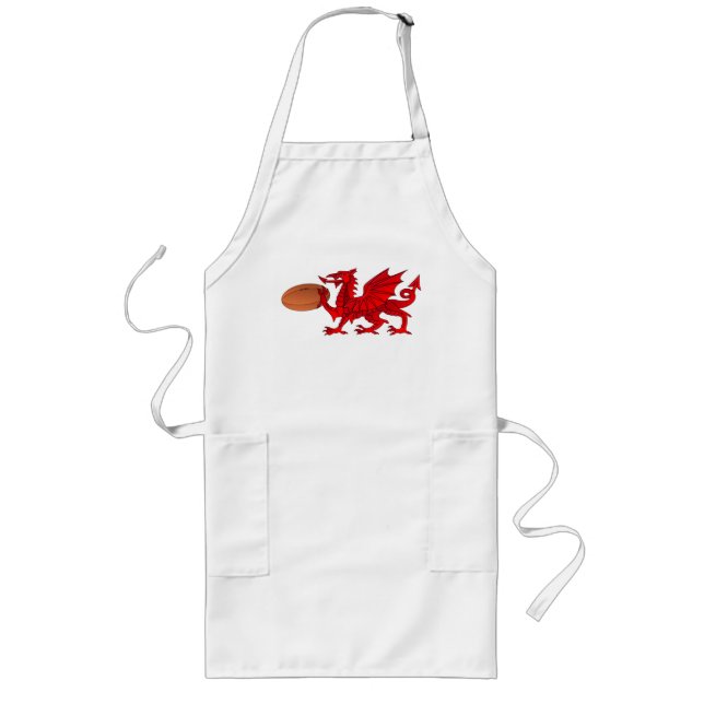 Welsh Dragon With a Rugby Ball Kitchen Apron (Front)