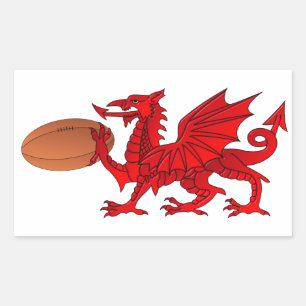 Welsh Dragon With a Rugby Ball Sticker