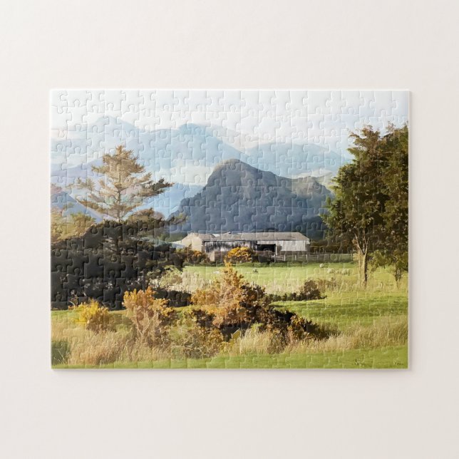 WELSH FARM AND MOUNTAIN LANDSCAPE JIGSAW PUZZLE (Horizontal)