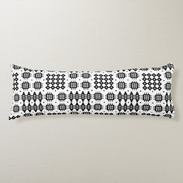 Welsh Faux Tapestry Black and White Body Pillow (Front)