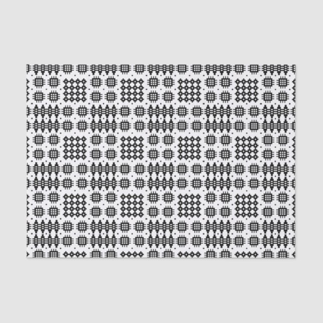 Welsh Faux Tapestry Black and White Tissue Paper (Front)