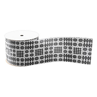 Welsh Faux Tapestry Black, White Grosgrain Ribbon