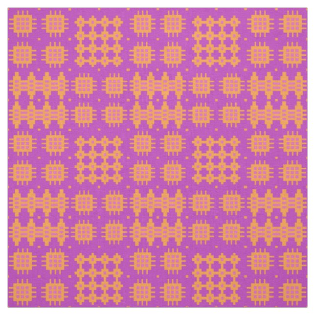 Welsh Faux Tapestry Orange on Magenta Pattern Fabric (Swatch)
