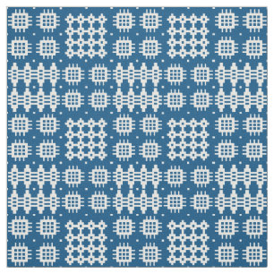Welsh Faux Tapestry White on Navy Blue Pattern Fabric