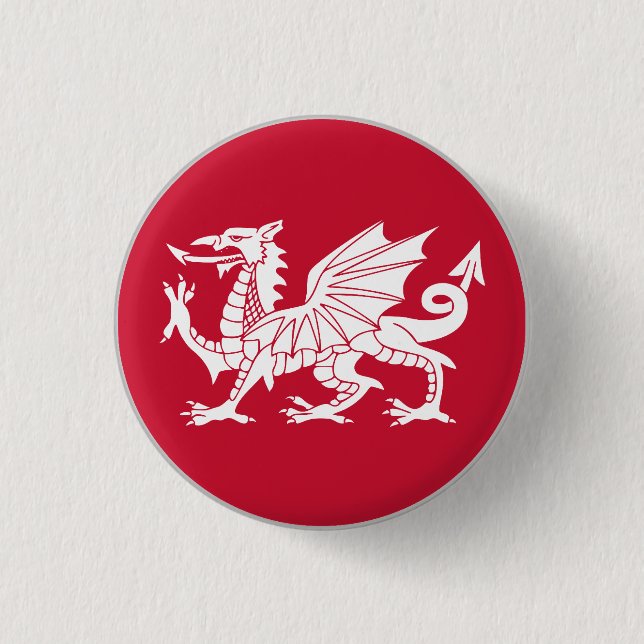 Welsh Flag 1 Inch Round Button (Front)