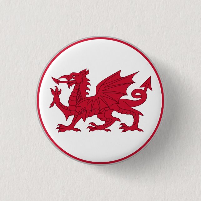 Welsh Flag 1 Inch Round Button (Front)