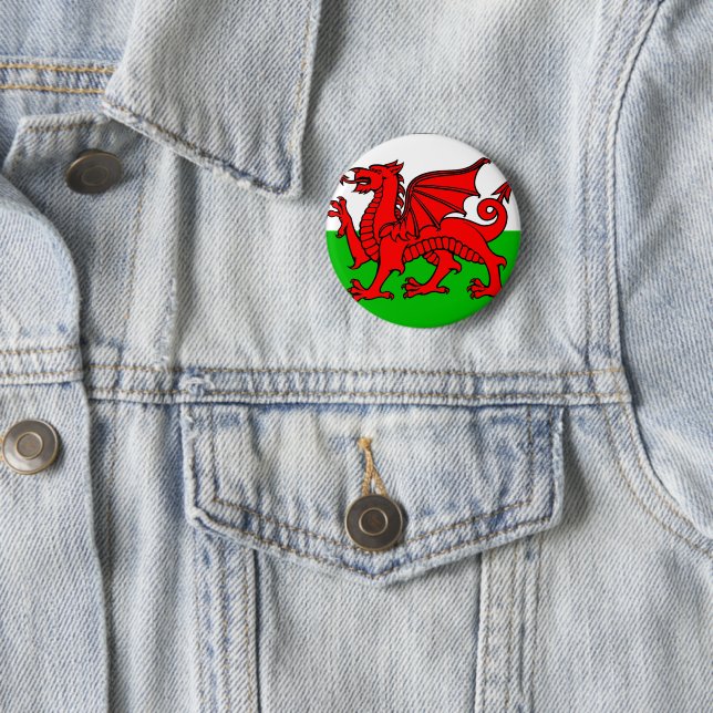 Welsh flag 2 inch round button (In Situ)