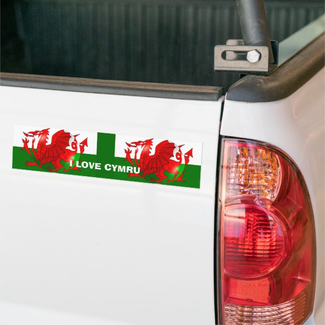 Welsh Flag Bumper Sticker (On Truck)