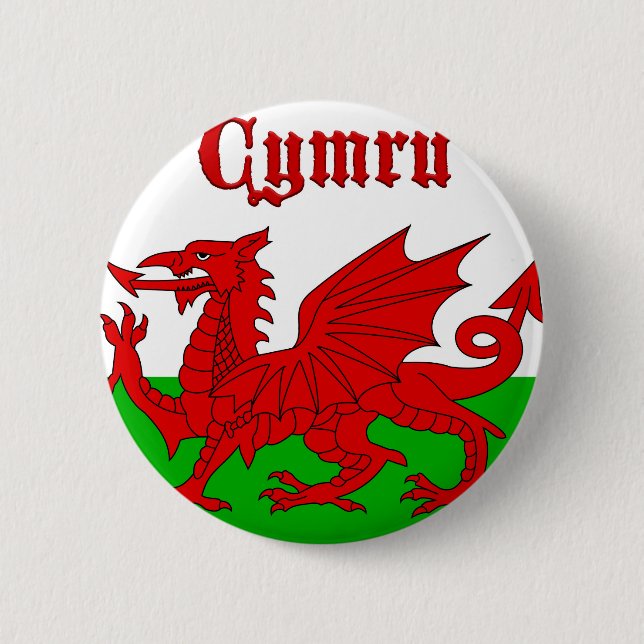 Welsh Flag Cymru 2 Inch Round Button (Front)