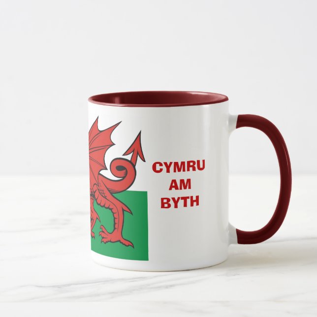 Welsh flag, "Cymru am byth",   The red dragon Mug (Right)