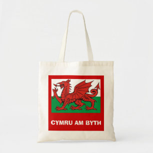Welsh flag, "Cymru am byth", The red dragon Tote Bag