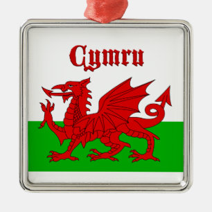 Welsh Flag Cymru Metal Ornament