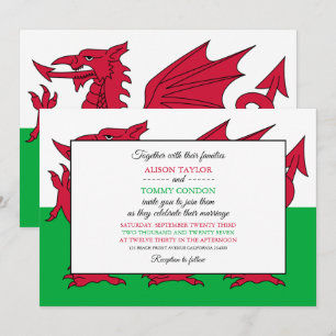 Welsh Flag, Flag of Wales Wedding Invitation