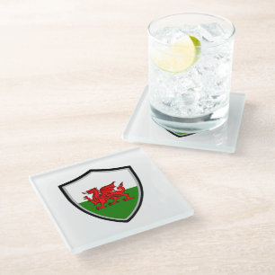 Welsh flag glass coaster