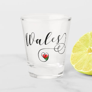 Welsh Flag In Heart, Wales Shot Glass
