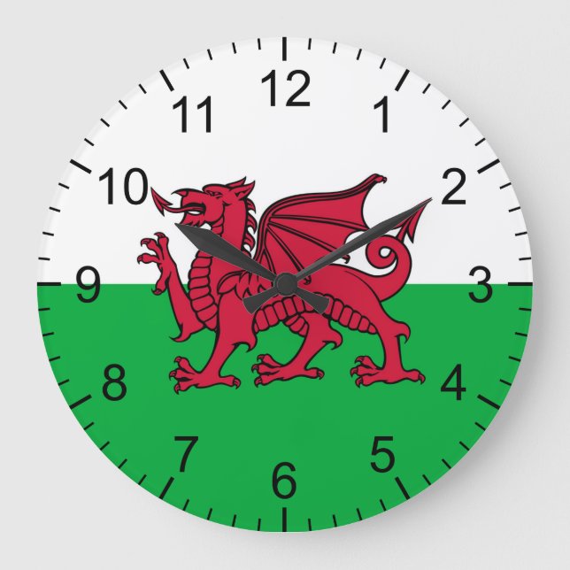 Welsh Flag Large Clock (Front)