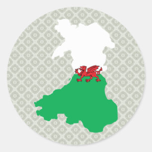 Welsh Flag Map full size Classic Round Sticker