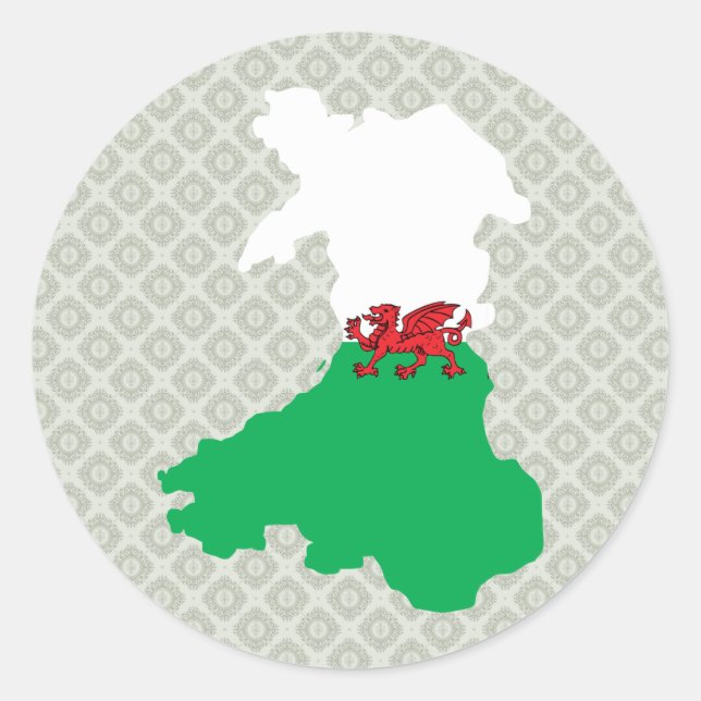 Welsh Flag Map full size Classic Round Sticker (Front)