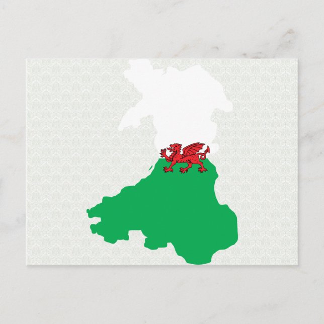 Welsh Flag Map full size Postcard (Front)
