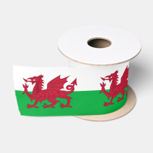 Welsh Flag Ribbon, Dragon fashion, Cymru, Wales Satin Ribbon