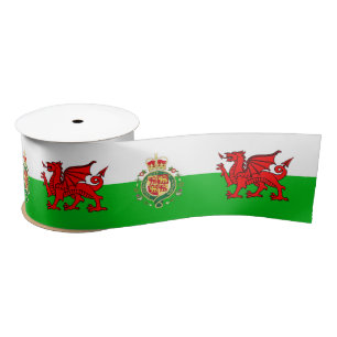 Welsh flag satin ribbon