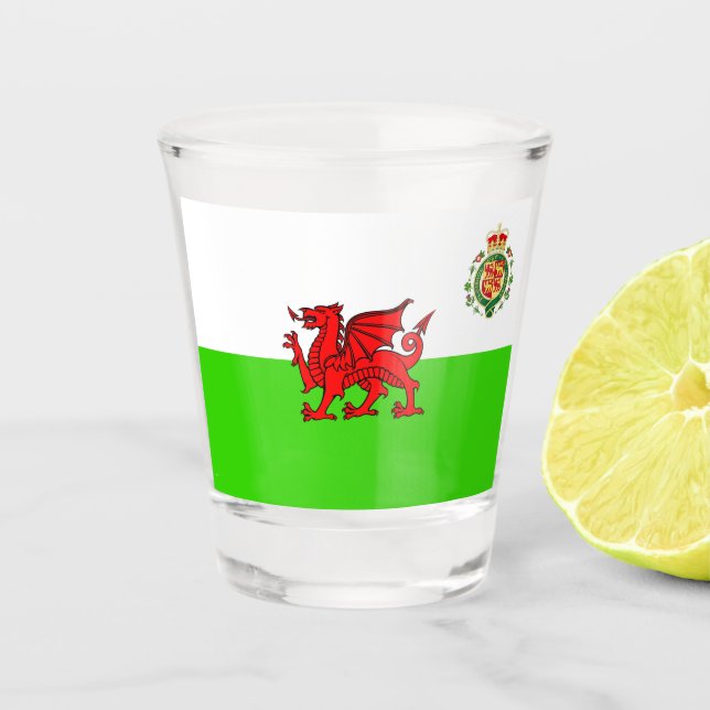 Welsh flag shot glass (Front)