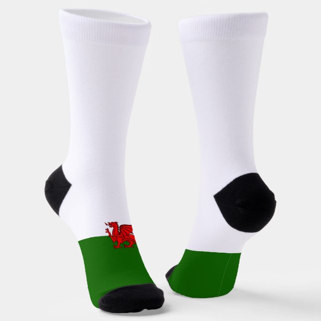 Welsh flag socks (Angled)